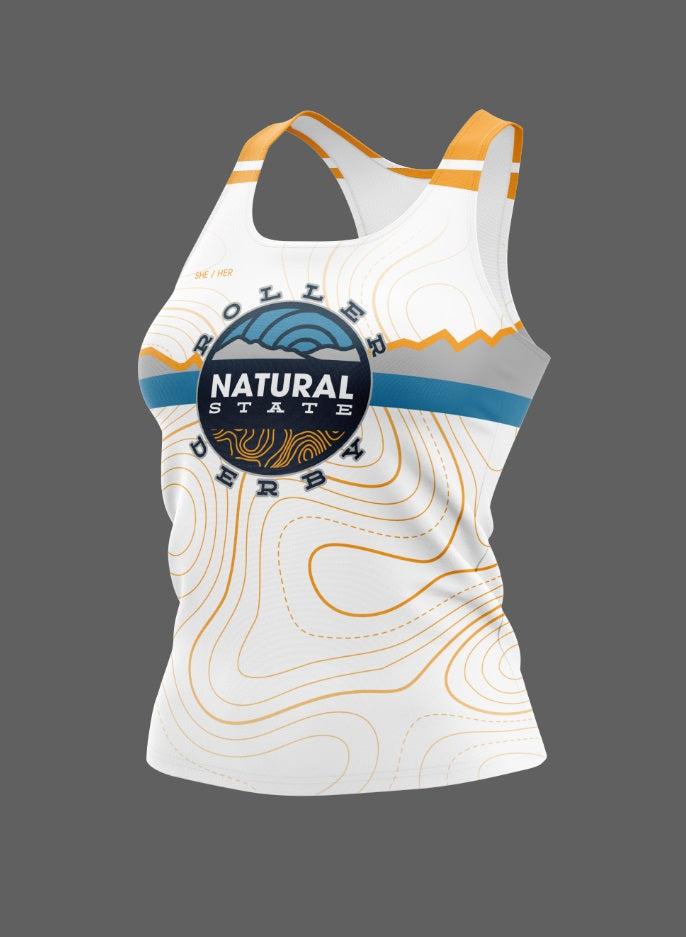 Natural State Racerback Tank REVERSIBLE 2-Layer Blue/White