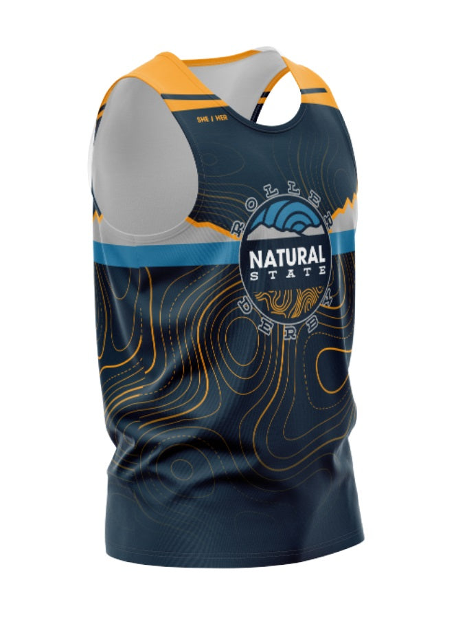 Natural State Unisex Tank REVERSIBE 2-Layer Blue/White